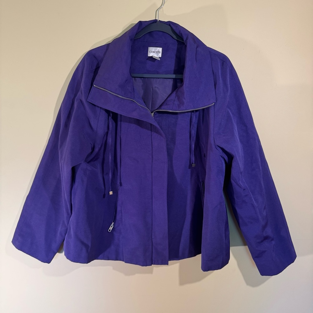 Chicos Rhea Plum Purple Zipper Jacket Blazer